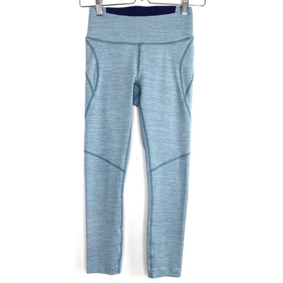 Outdoor Voices Core 3/4 Leggings Workout Tights Light Blue Green - Picture 2 of 9